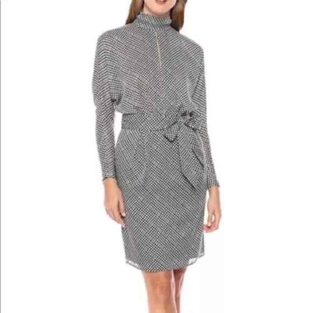 Joie Anastasia Belted Houndstooth Dress Size 8
